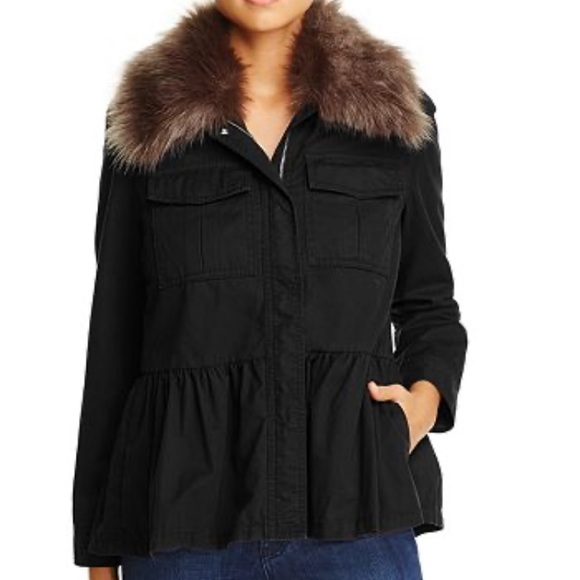 Kate Spade Faux Fur Trim Military Jacket Small NWT